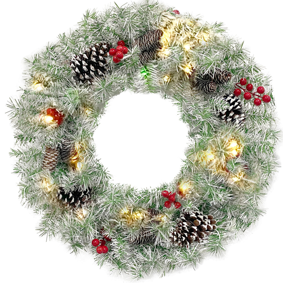 4-Piece Pre-Lit Christmas Décor Set with Wreath, Garland & Two Trees