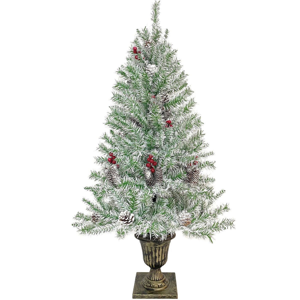 4-Piece Pre-Lit Christmas Décor Set with Wreath, Garland & Two Trees