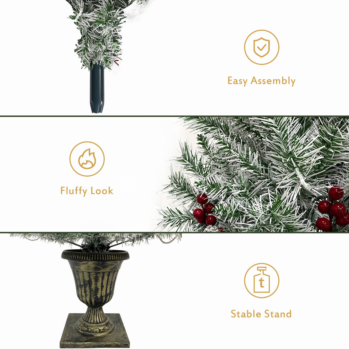 4-Piece Pre-Lit Christmas Décor Set with Wreath, Garland & Two Trees