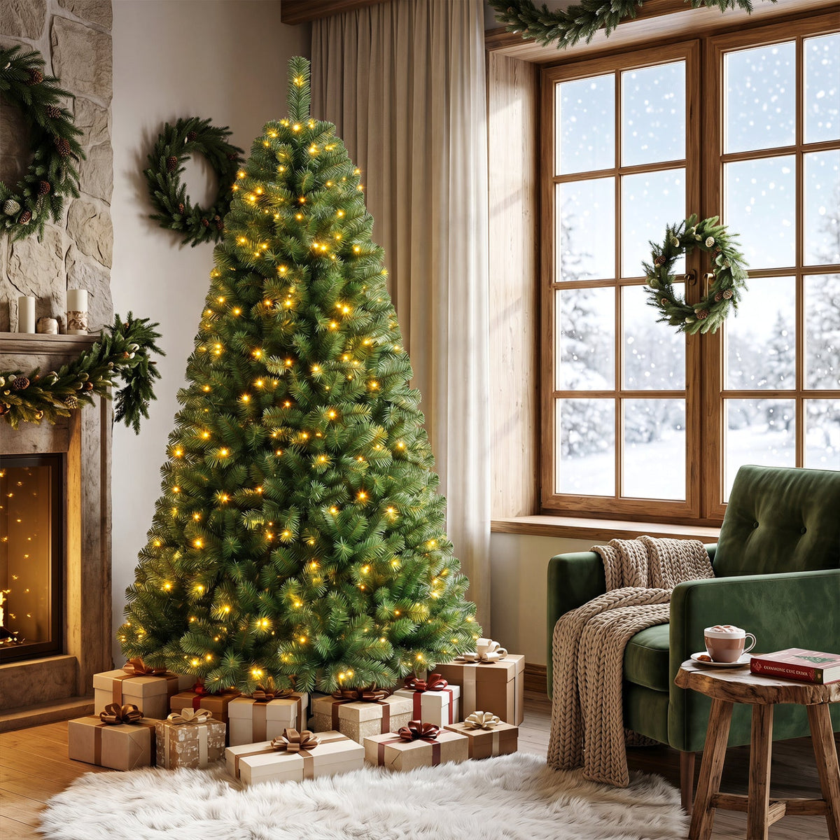 Pre-Lit Artificial Christmas Tree with Remote Control | 6, 7 & 8 Ft