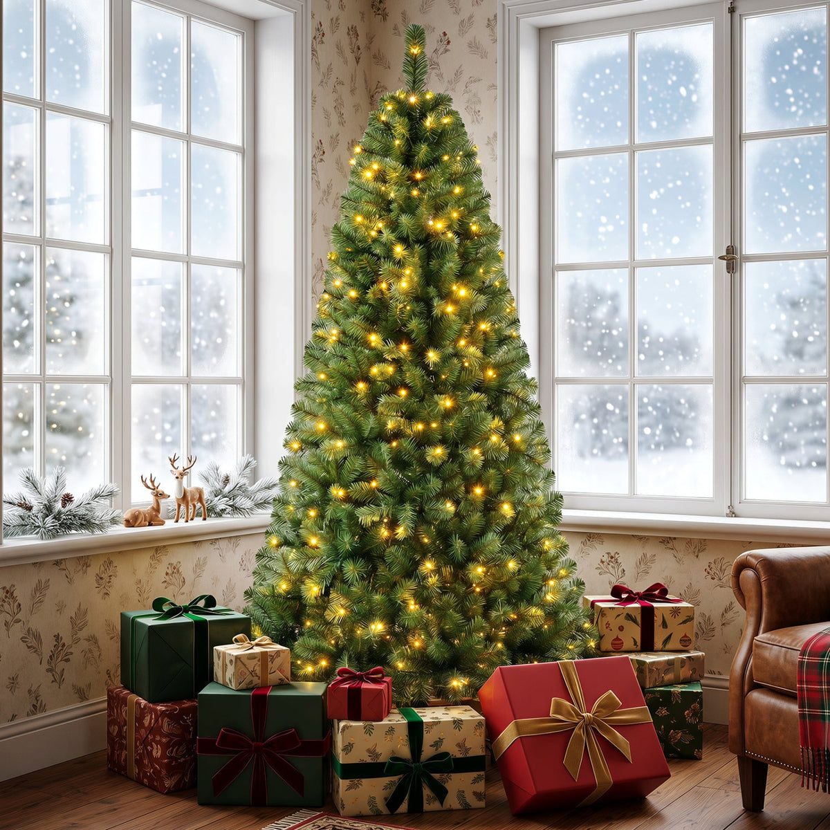 Pre-Lit Artificial Christmas Tree with Remote Control | 6, 7 & 8 Ft