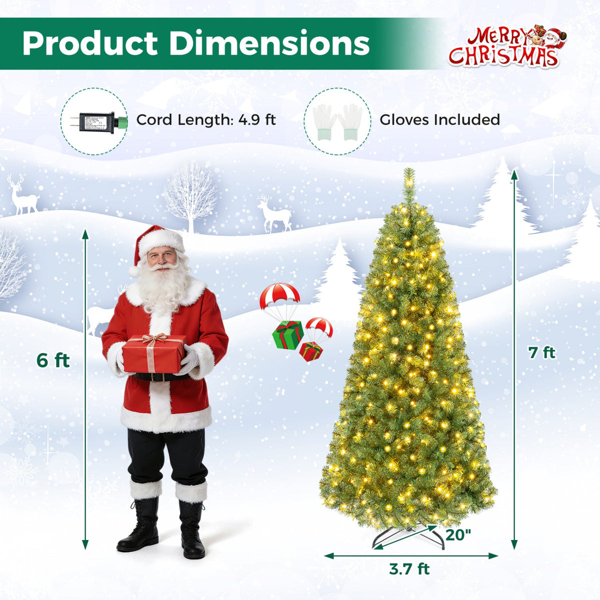 Pre-Lit Artificial Christmas Tree with Remote Control | 6, 7 & 8 Ft