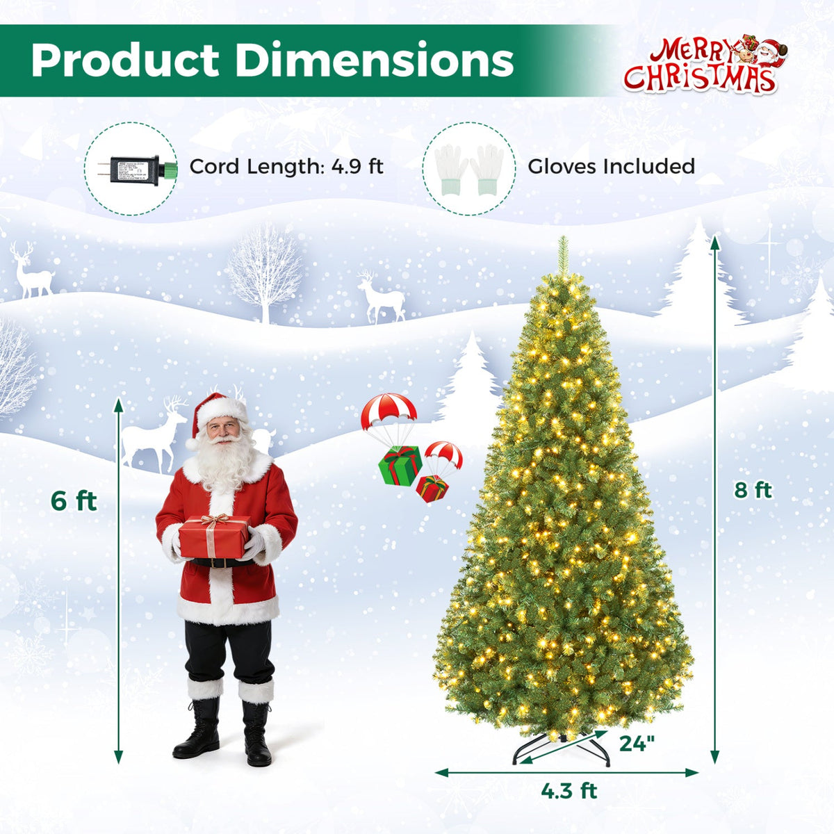 Pre-Lit Artificial Christmas Tree with Remote Control | 6, 7 & 8 Ft
