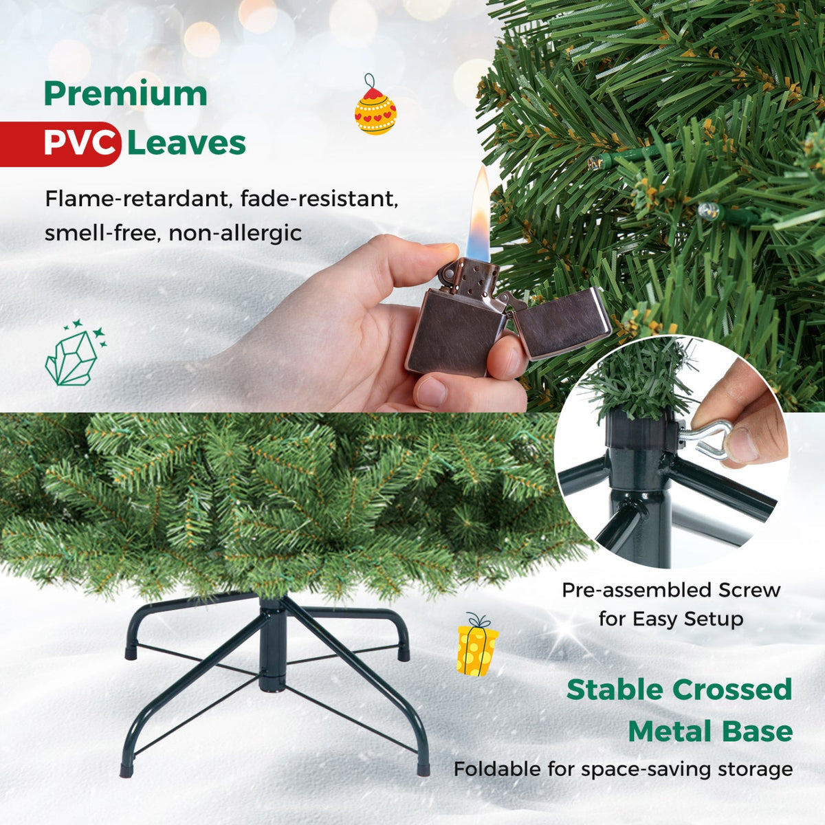 Pre-Lit Artificial Christmas Tree with Remote Control | 6, 7 & 8 Ft